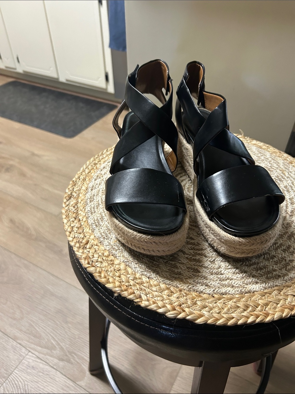 Franco Sarto Black Espadrille Platform Sandals
